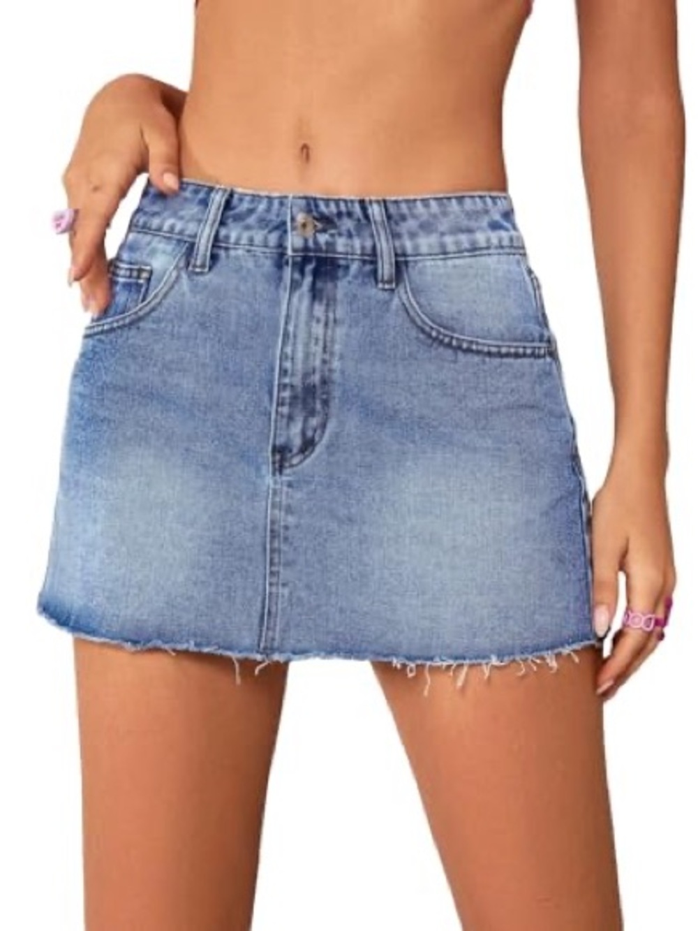 No Boundaries Light Blue Denim Mini Skirt
